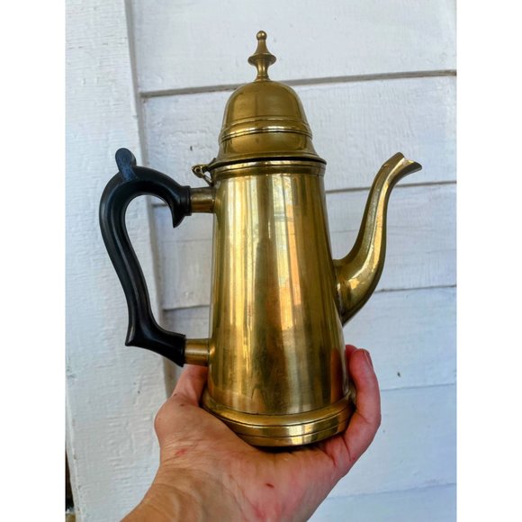 Vintage Long Solid Heavy Brass Coffee/Teapot - Picture 4 of 12
